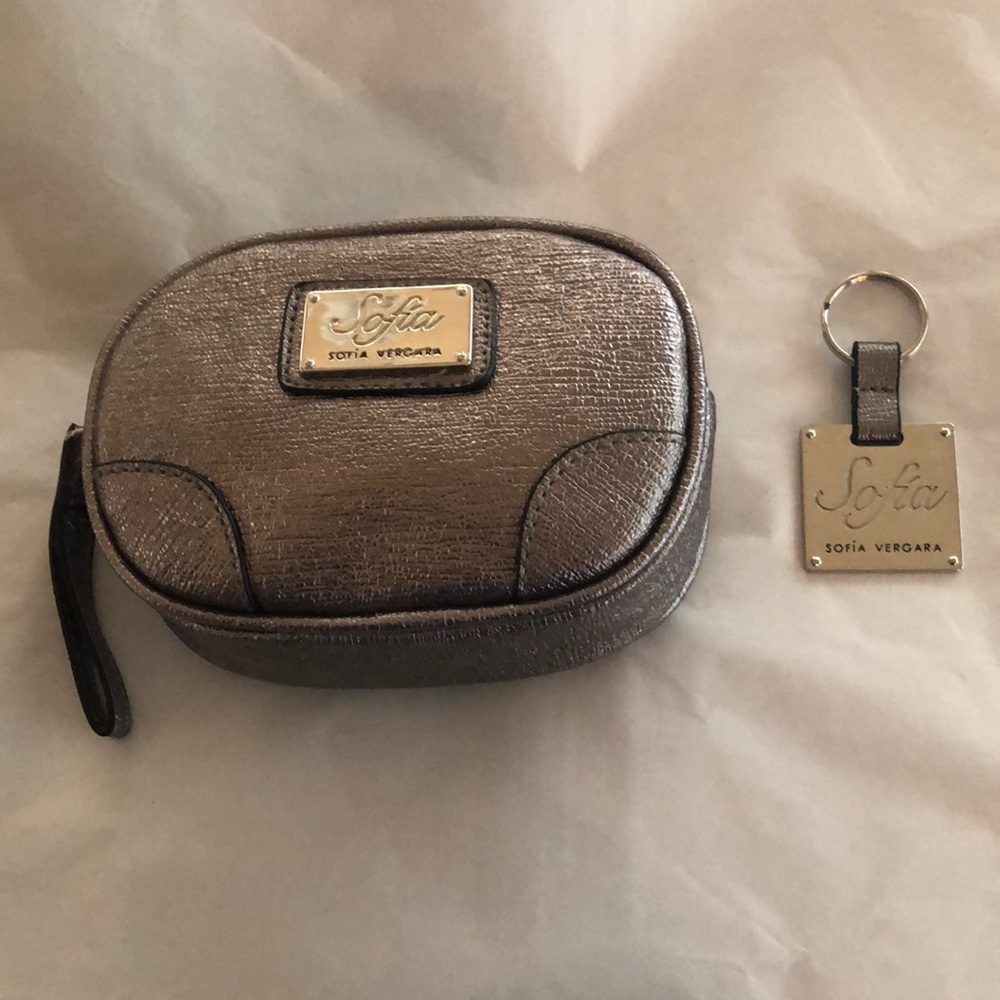 Cosmetic bag & keyring 5.7" x 4.5" x 2" zipper new